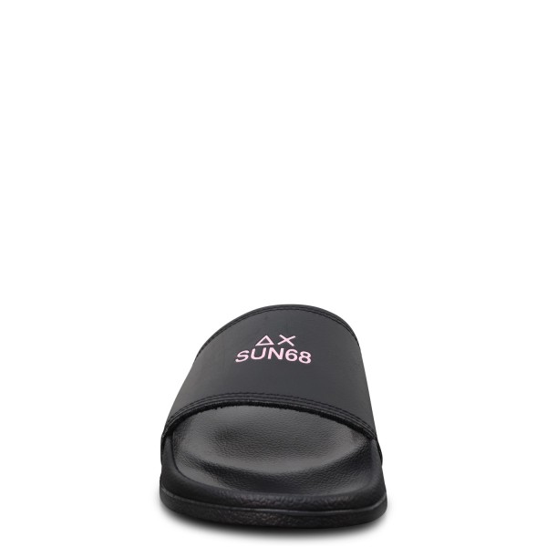 Ciabatte nere con logo rosa  per donna