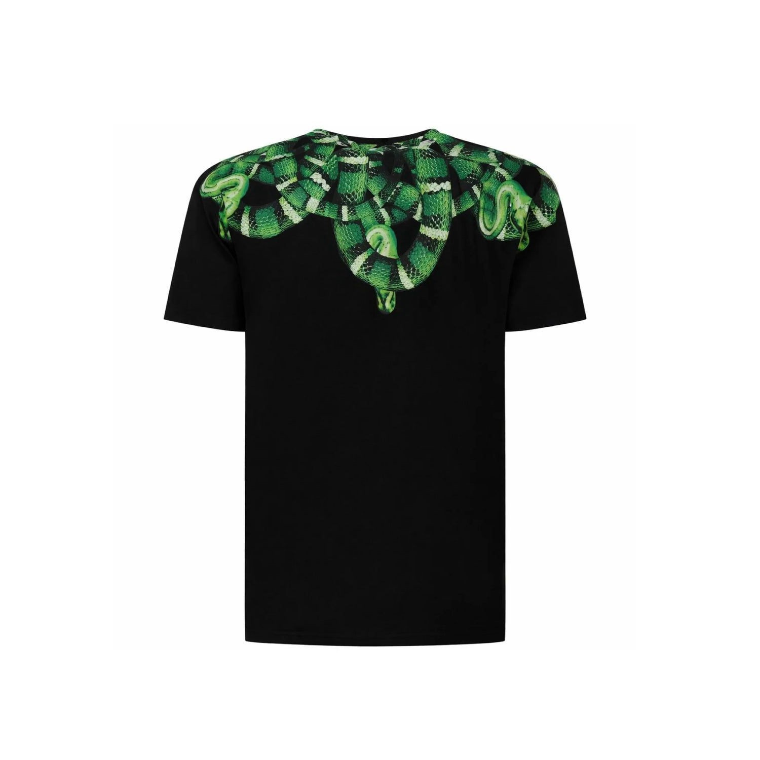 T-shirt nera con stampa verde per uomo