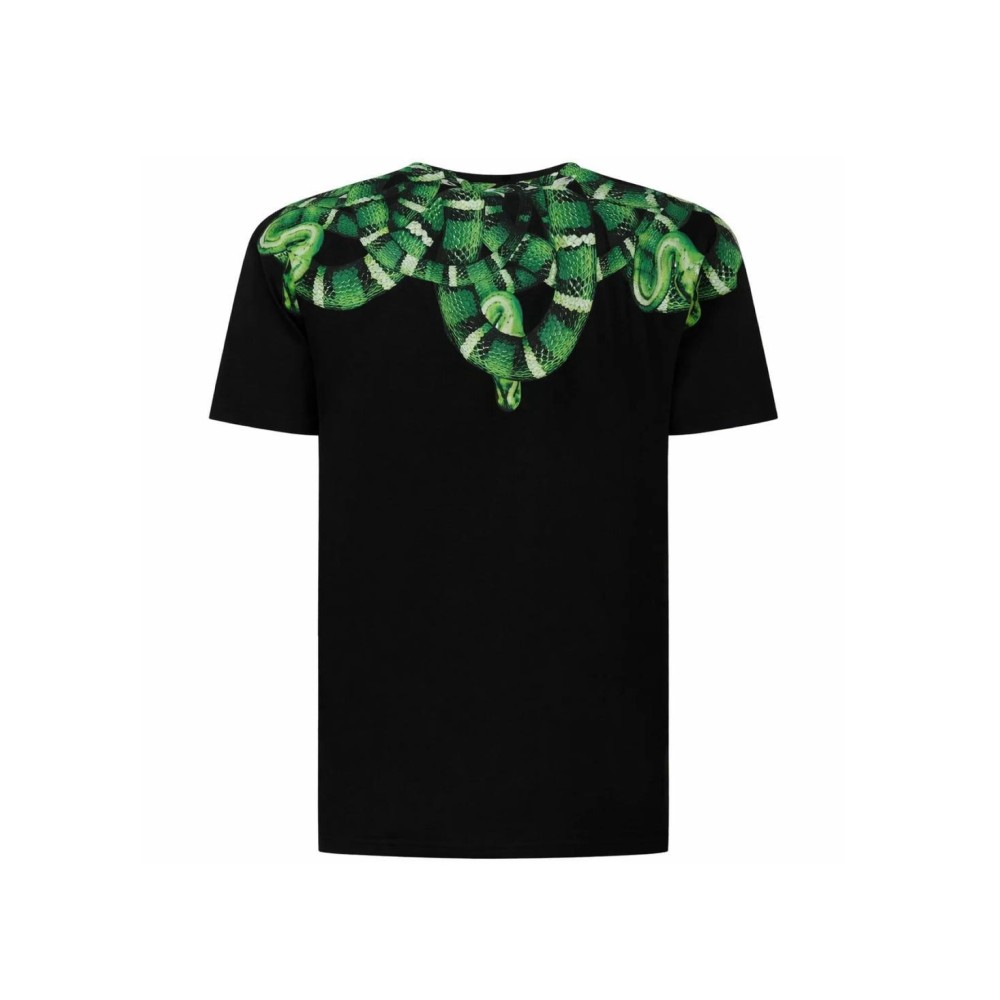 T-shirt nera con stampa verde per uomo