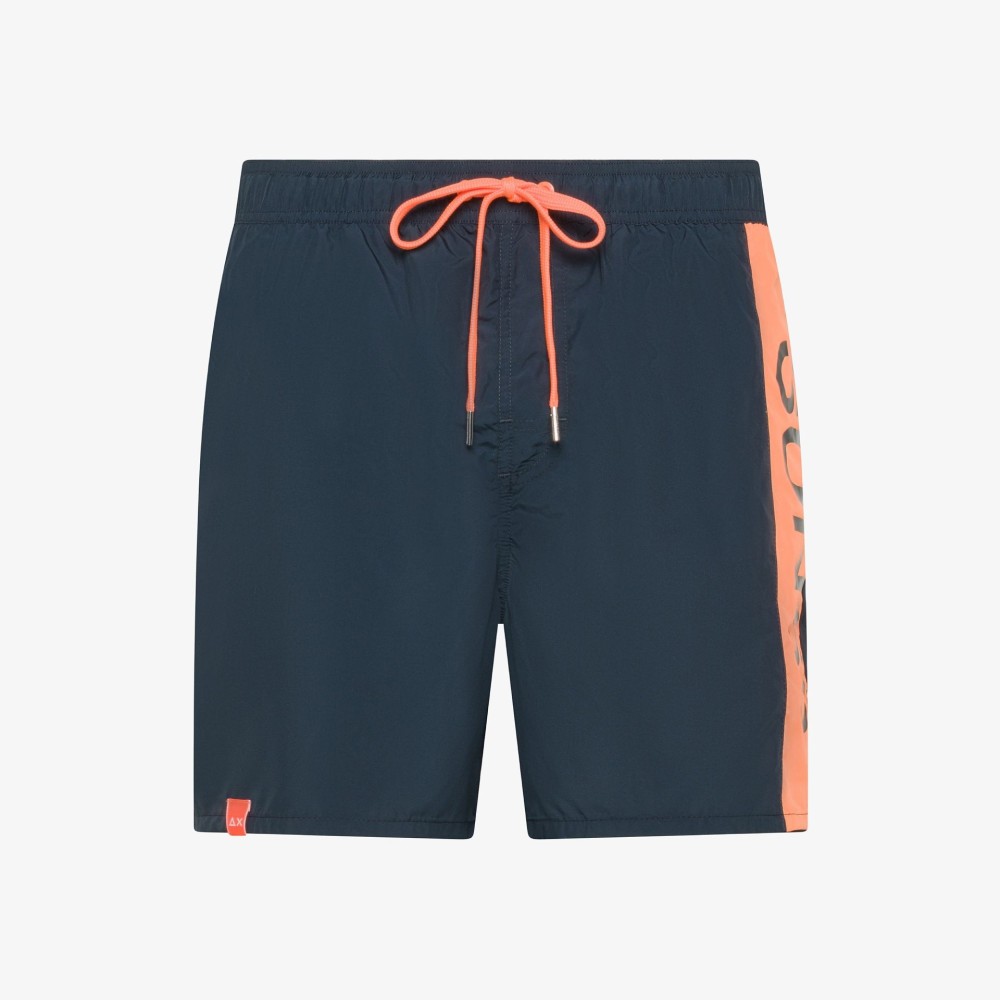 Shorts mare blu con maxi logo per uomo