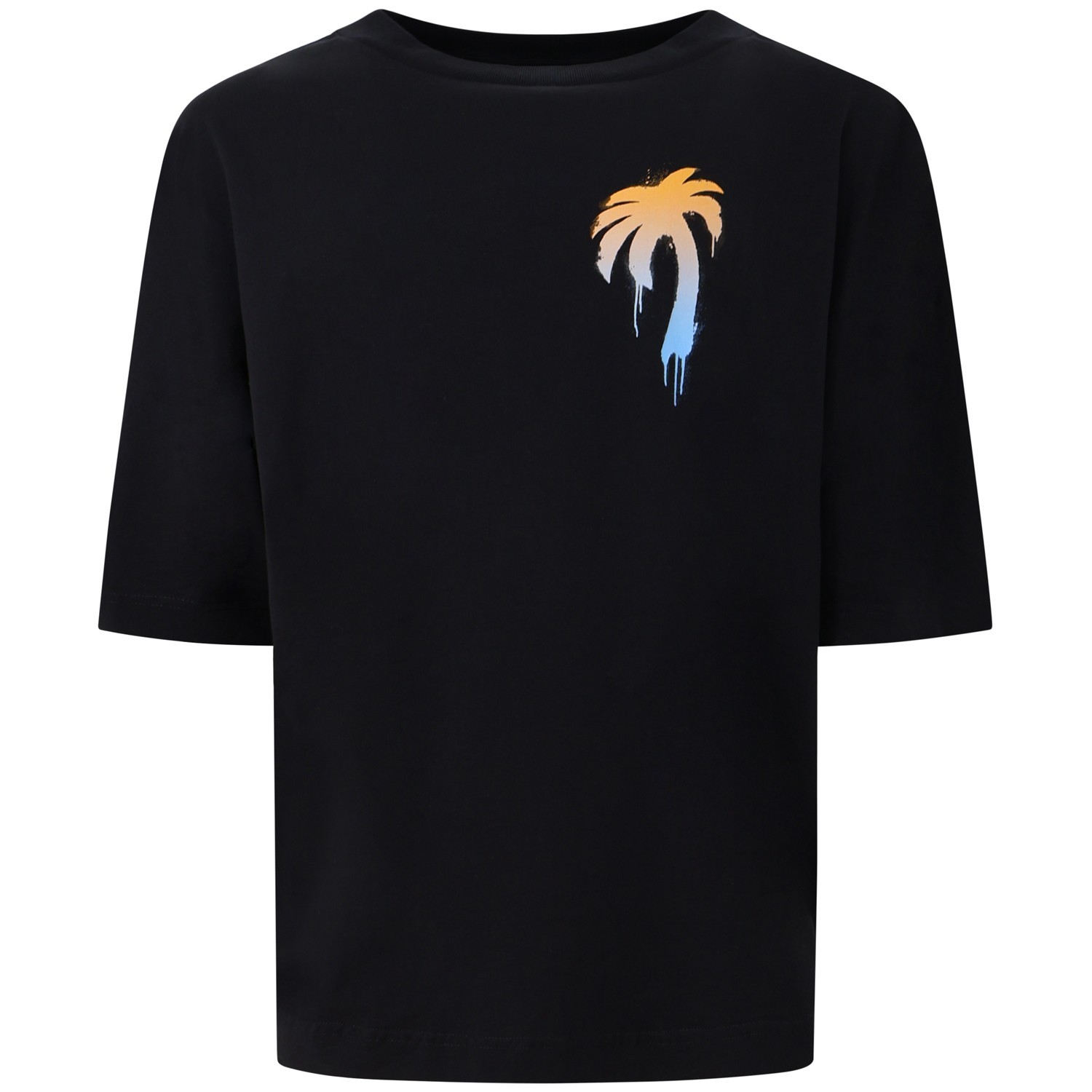T-shirt nera con palme per uomo