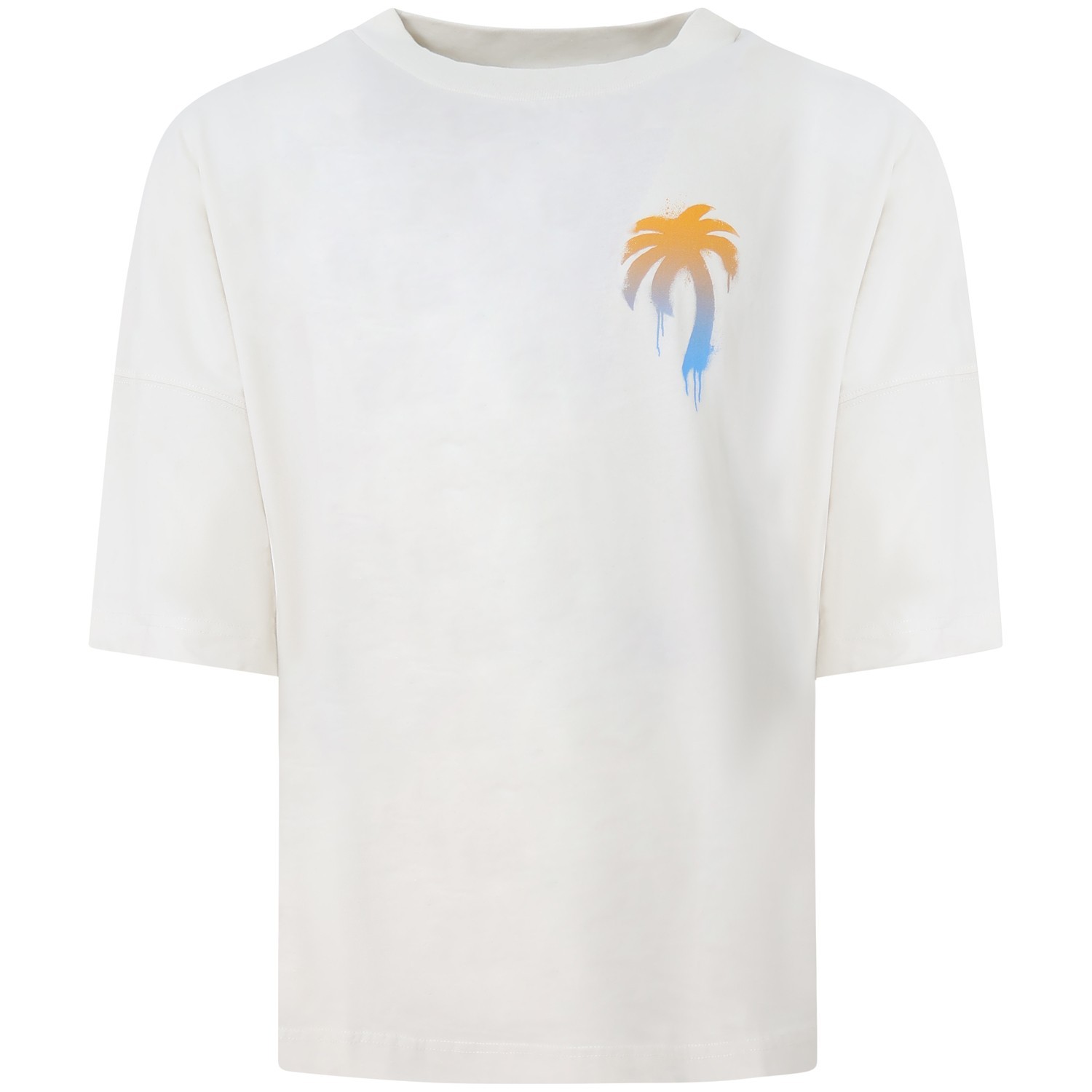 T-shirt avorio con palme per uomo