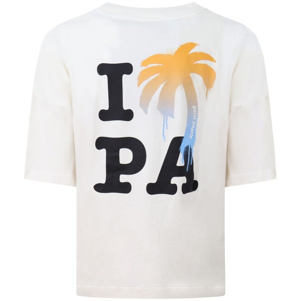 T-shirt avorio con palme per uomo