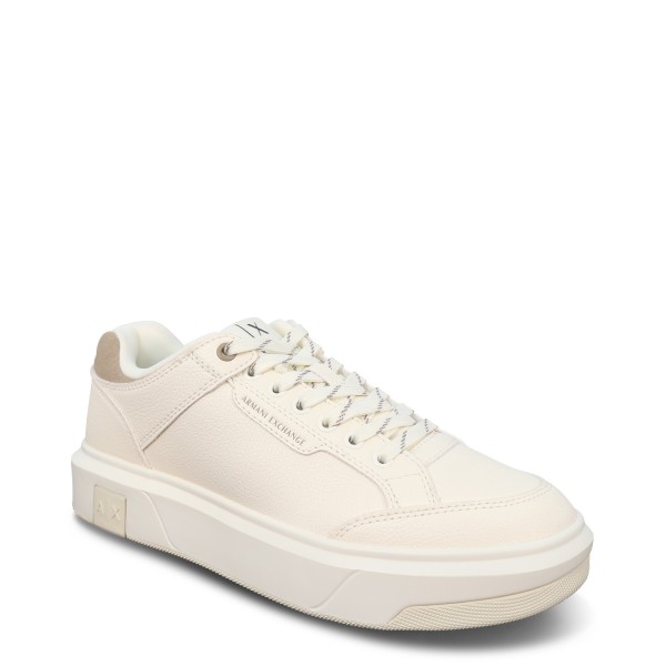 Sneakers avorio e beige  con mini logo per uomo
