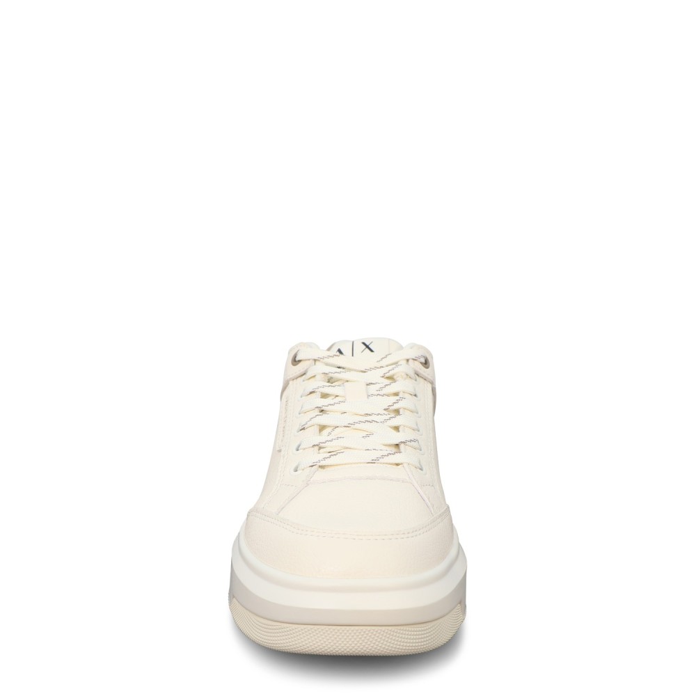 Sneakers avorio e beige  con mini logo per uomo
