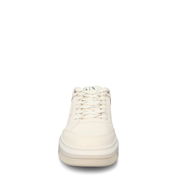Sneakers avorio e beige  con mini logo per uomo