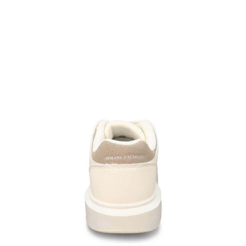 Sneakers avorio e beige  con mini logo per uomo