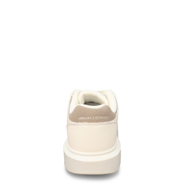 Sneakers avorio e beige  con mini logo per uomo