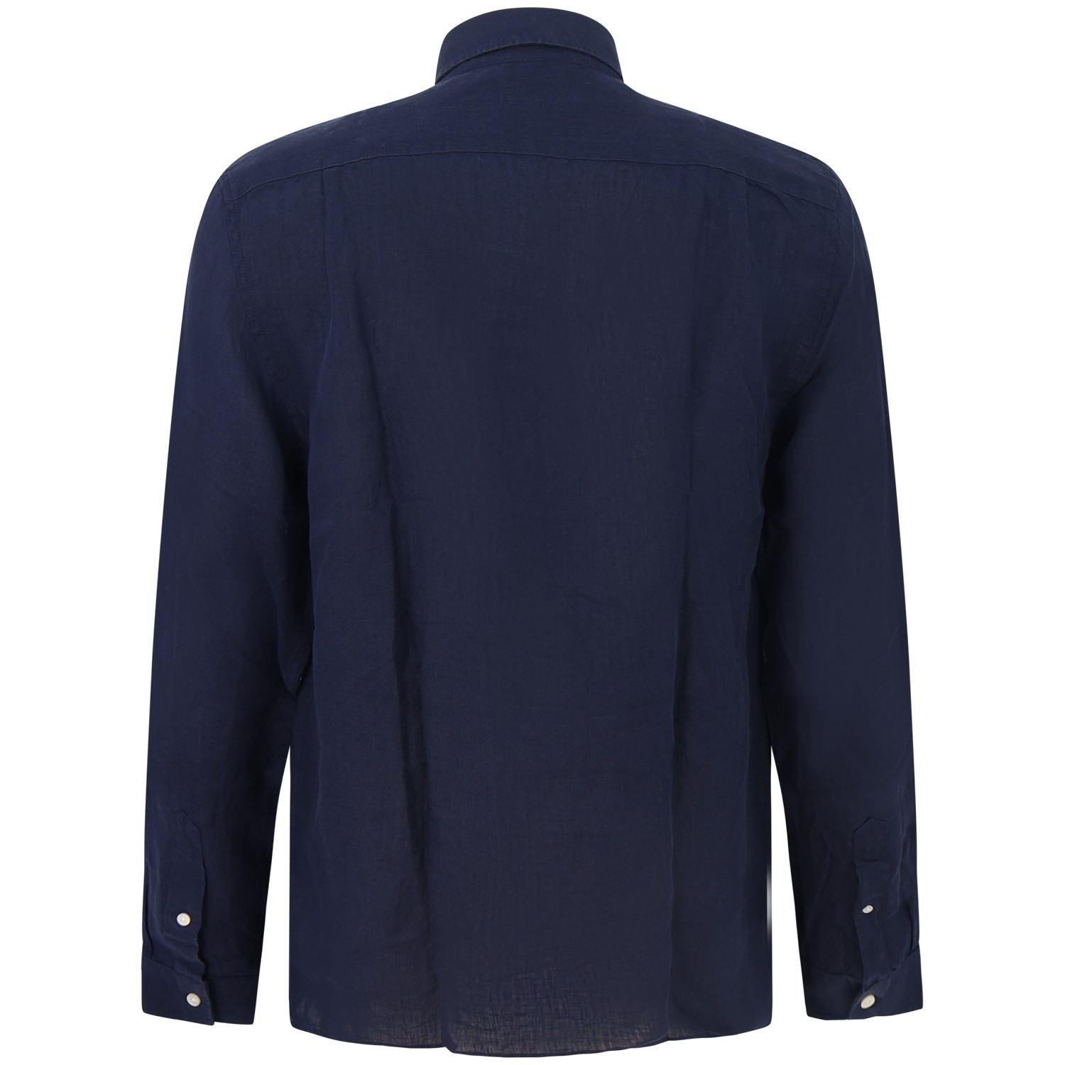 Camicia blu in lino con mini logo per uomo 2