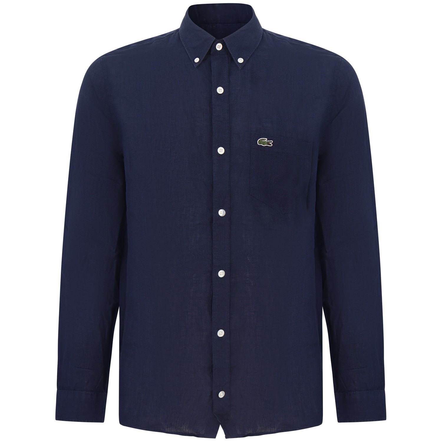 Camicia blu in lino con mini logo per uomo