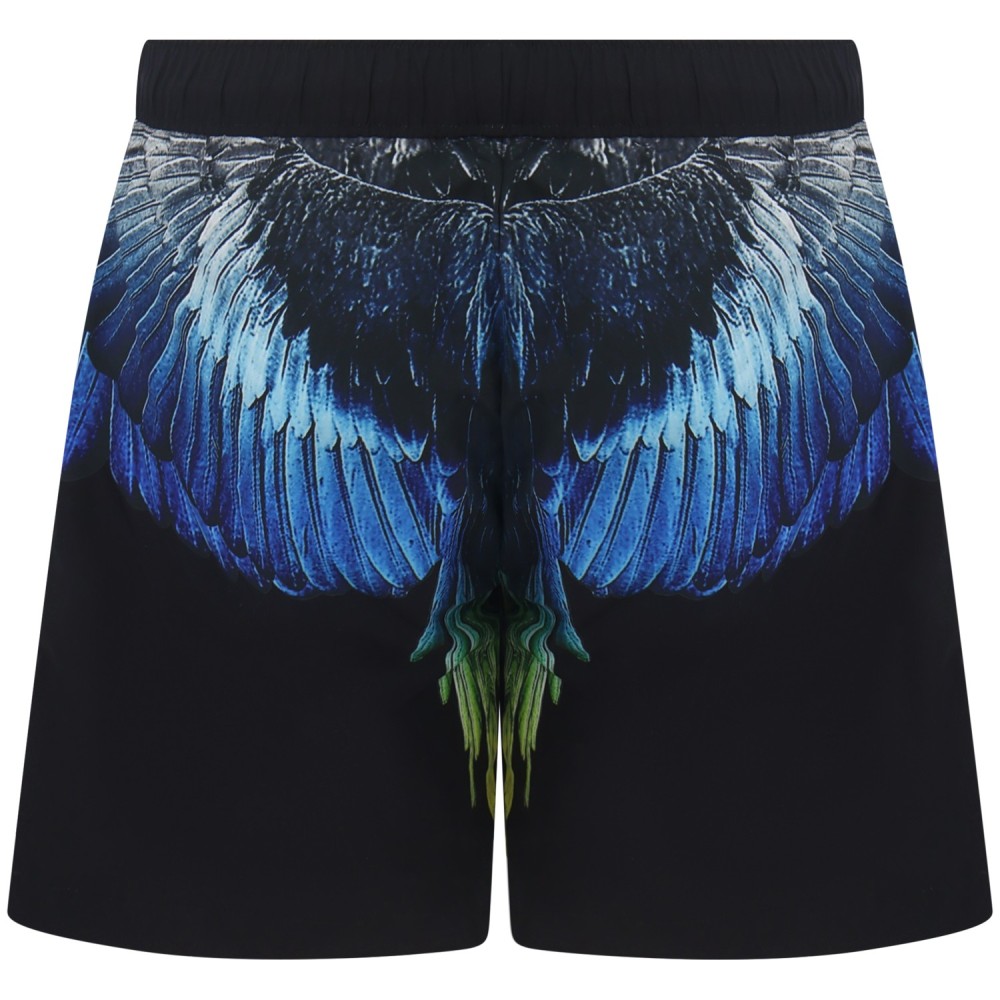 Shorts mare nero con logo per uomo