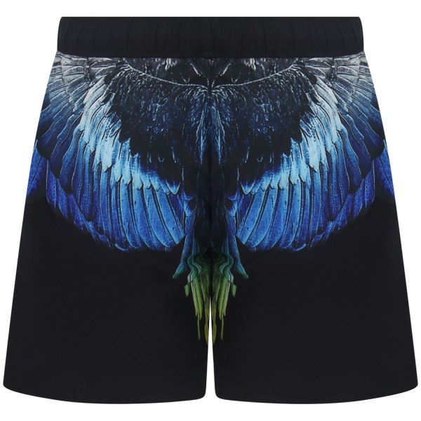 Shorts mare nero con logo per uomo