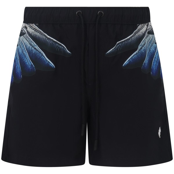 Shorts mare nero con logo per uomo