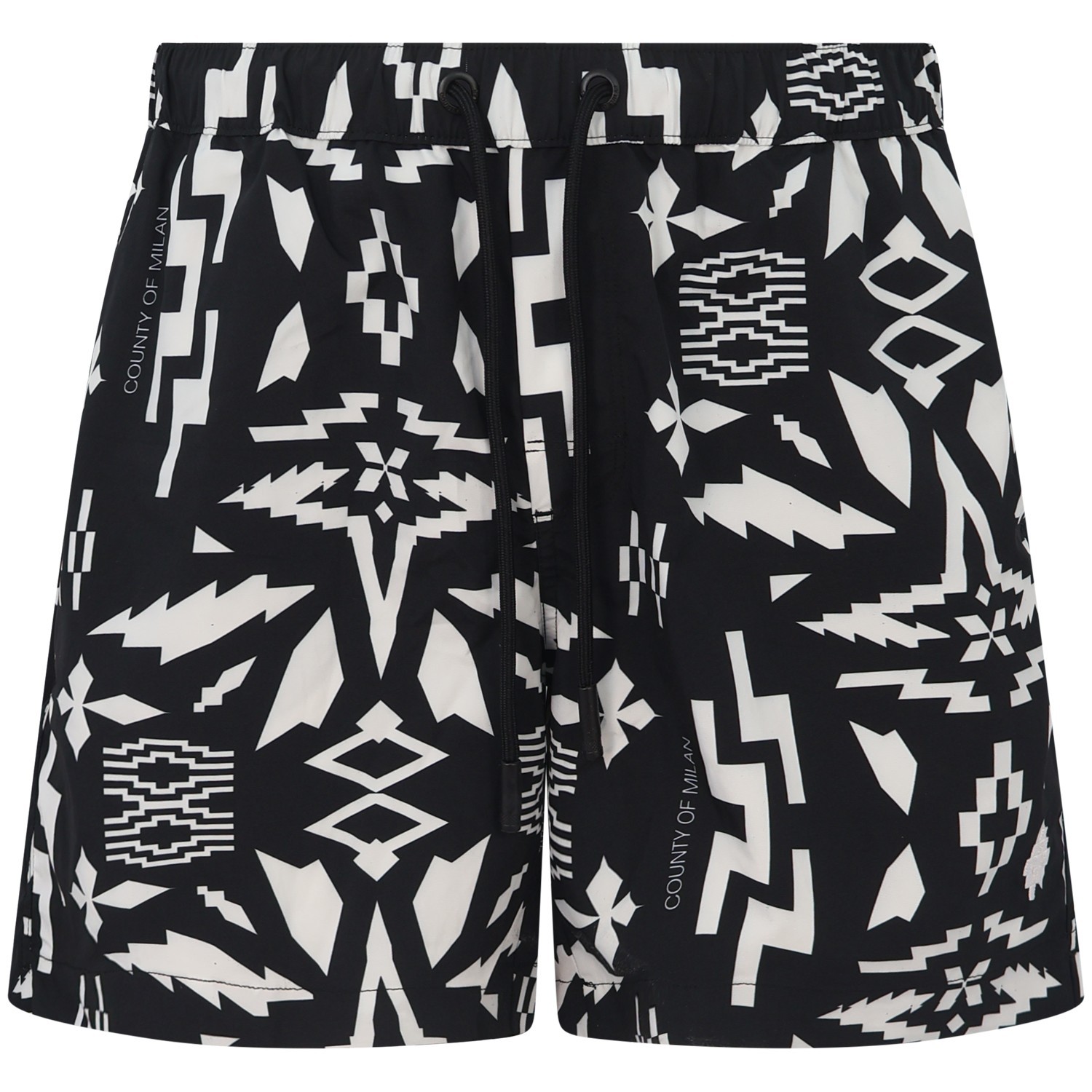 Shorts mare nero con logo all over per uomo