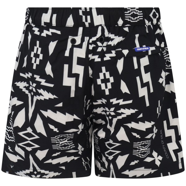 Shorts mare nero con logo all over per uomo