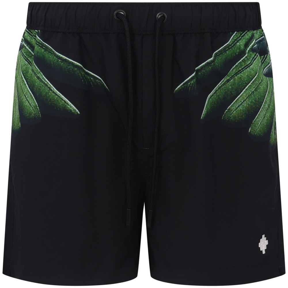 Shorts mare nero con mini logo per uomo