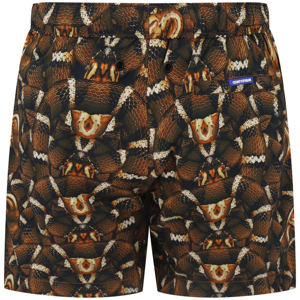 Shorts mare nero con logo all over per uomo