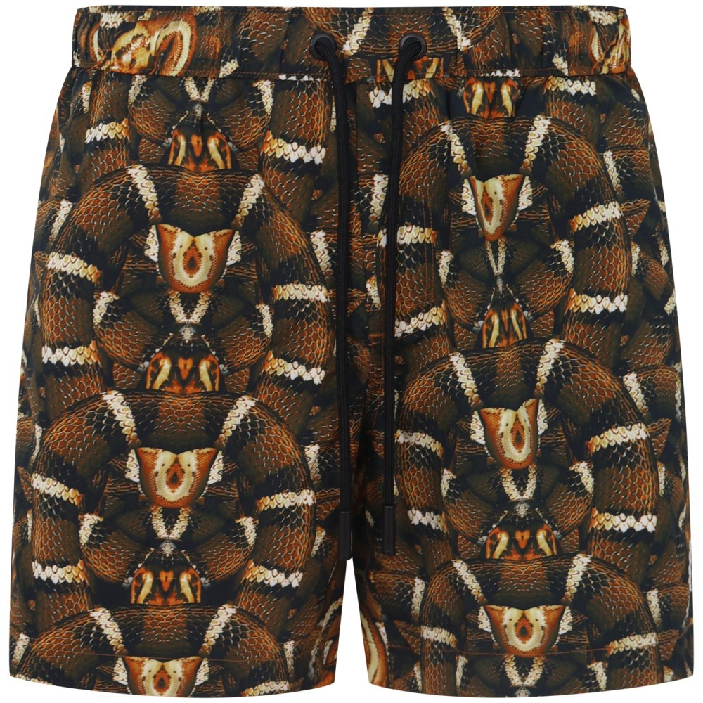 Shorts mare nero con logo all over per uomo