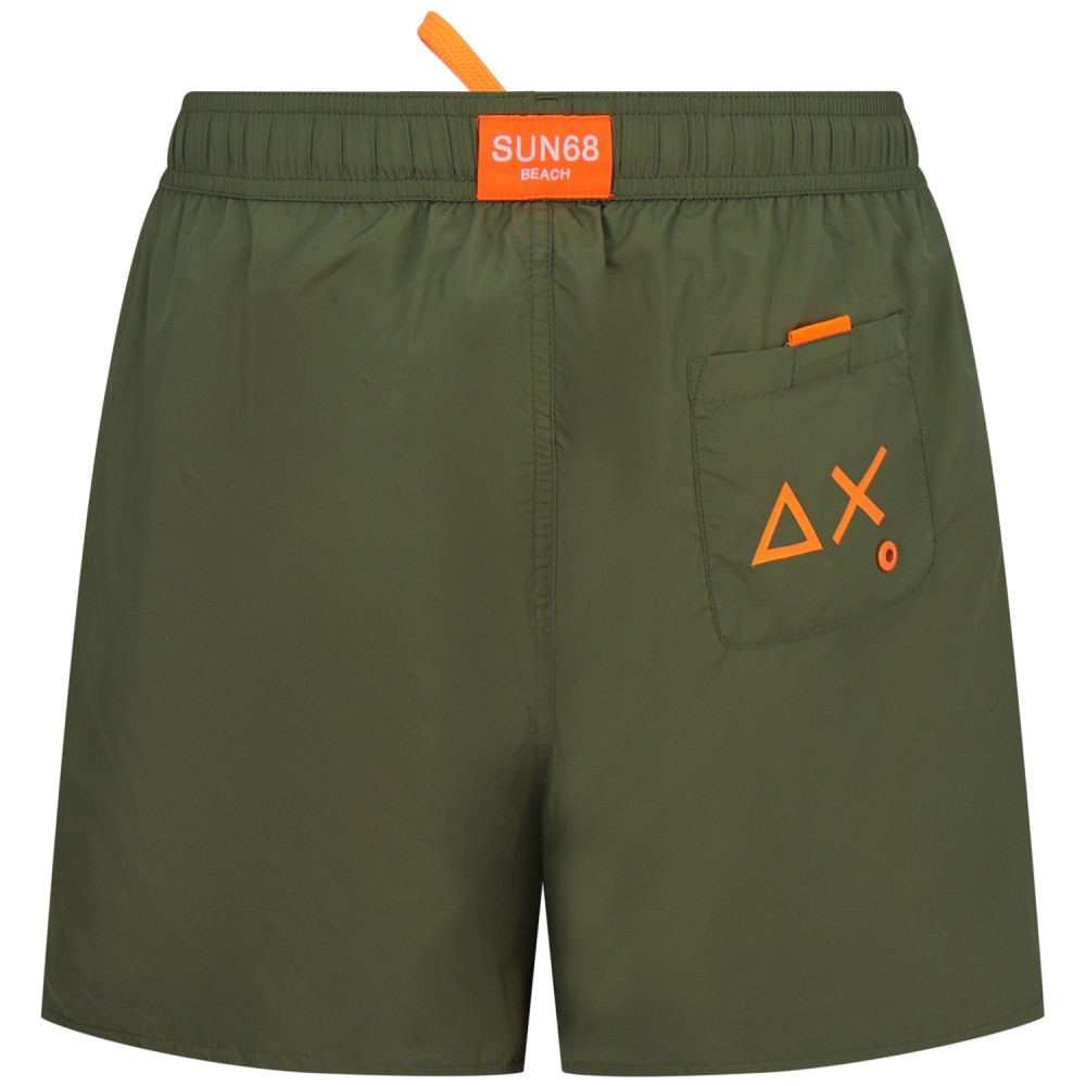 Shorts mare verde con maxi logo per uomo