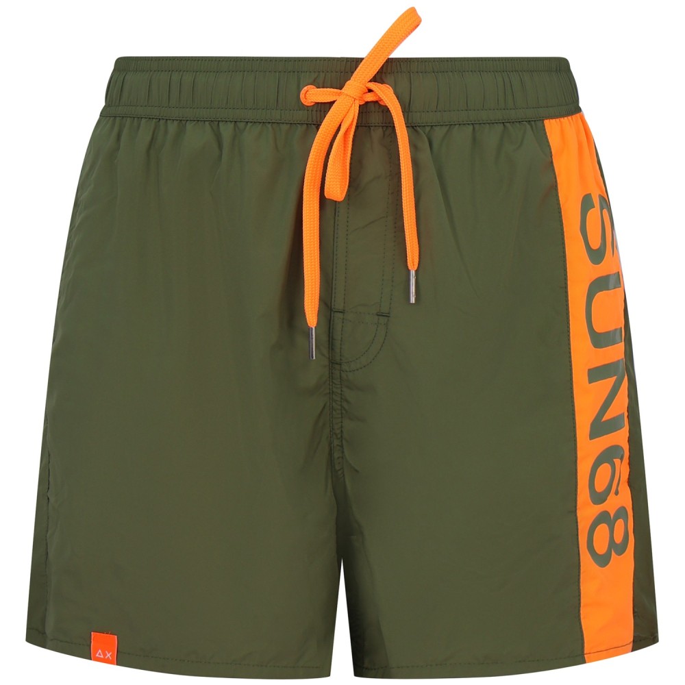 Shorts mare verde con maxi logo per uomo