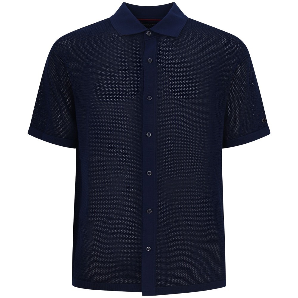Camicia blu traforata per uomo