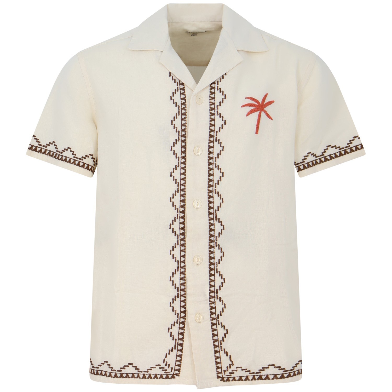 Camicia avorio con ricami per uomo