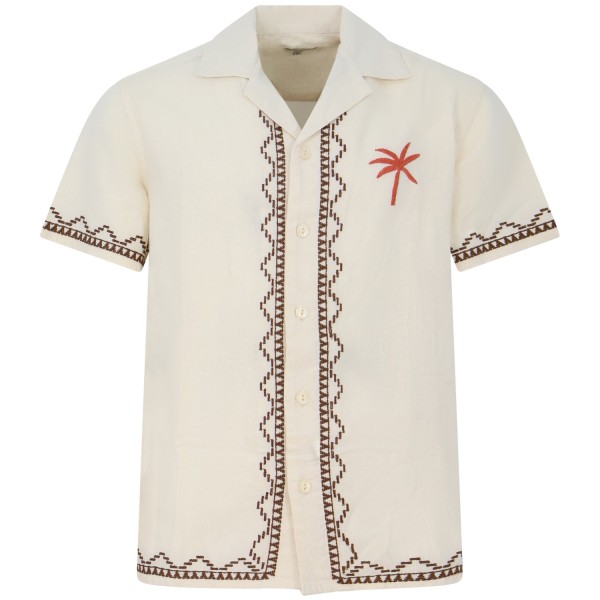 Camicia avorio con ricami per uomo