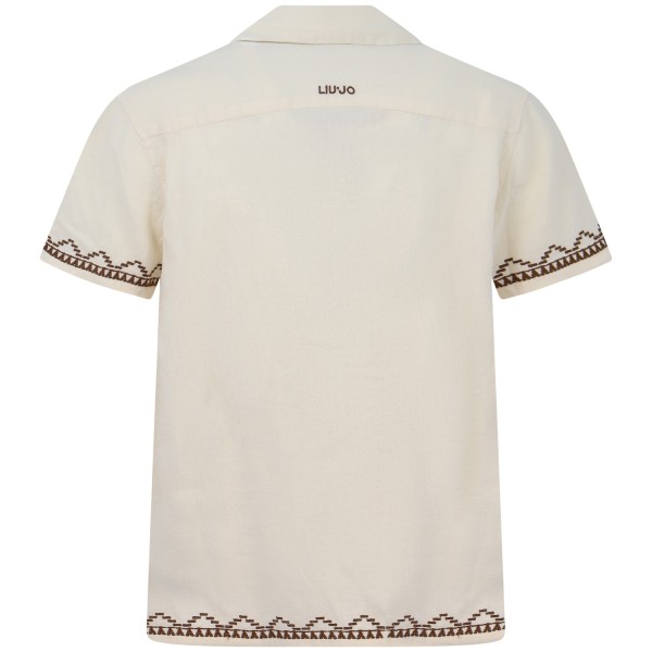 Camicia avorio con ricami per uomo
