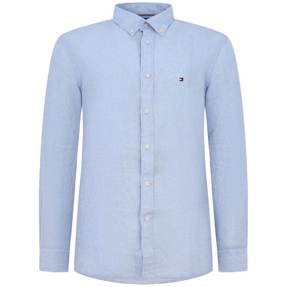 Camicia celeste in lino per uomo