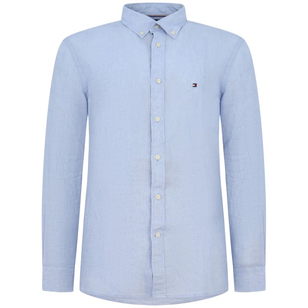Camicia celeste in lino per uomo