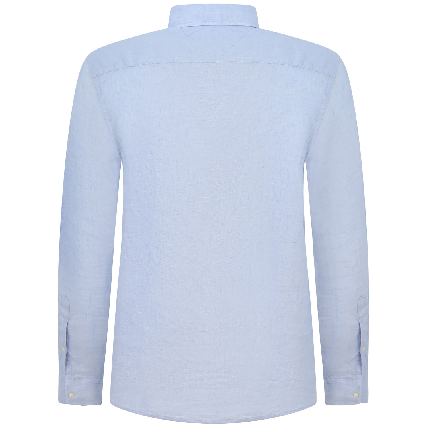 Camicia celeste in lino per uomo 2