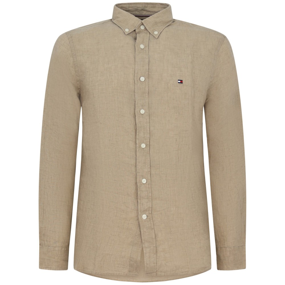 Camicia beige in lino per uomo