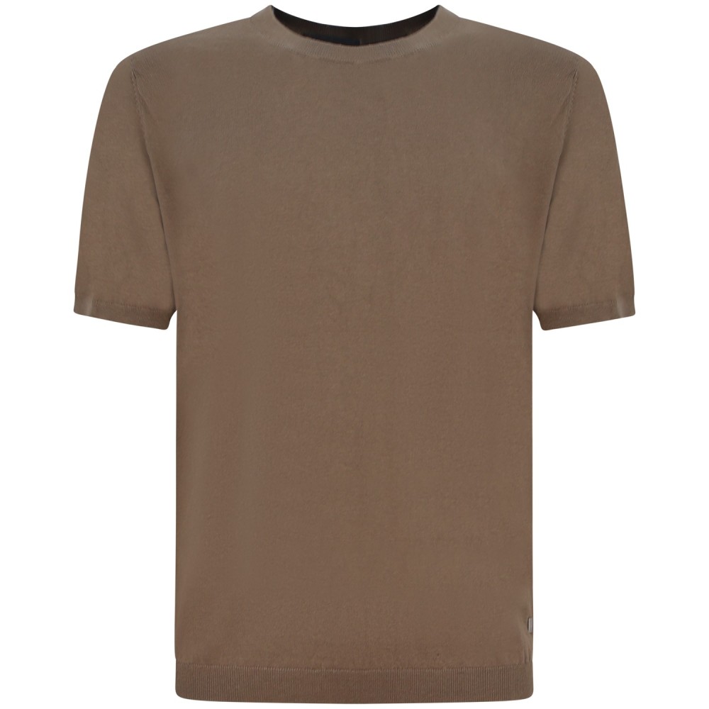 T-shirt in maglia marrone  per uomo