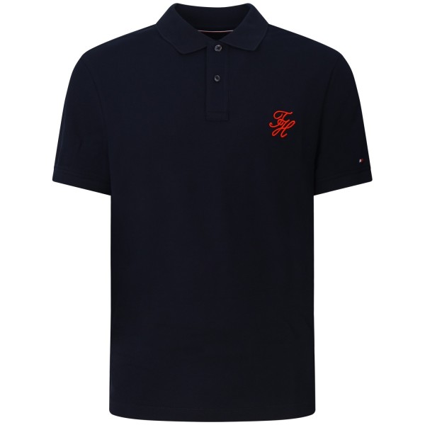 Polo blu con mini logo per uomo