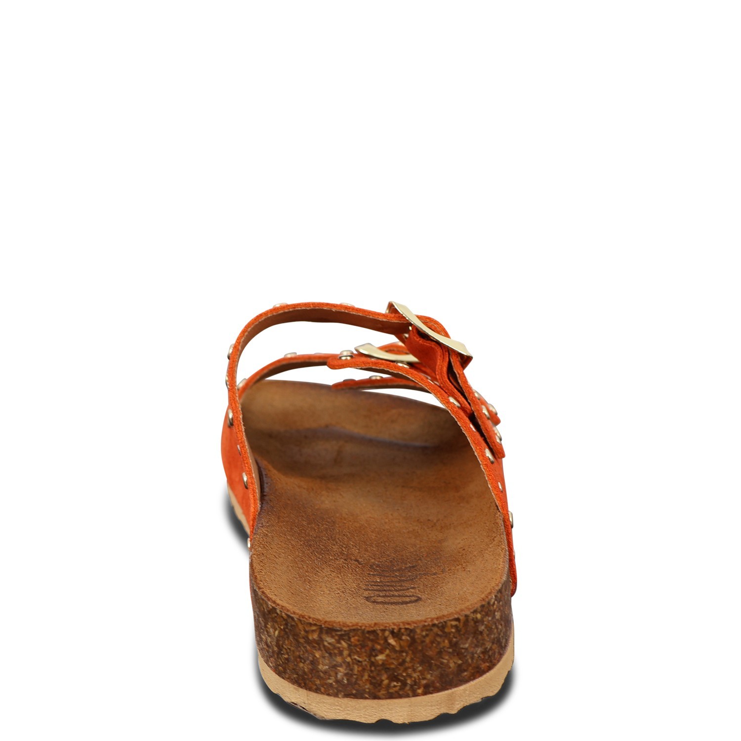 Sandalo basso arancio con borchie per donna
