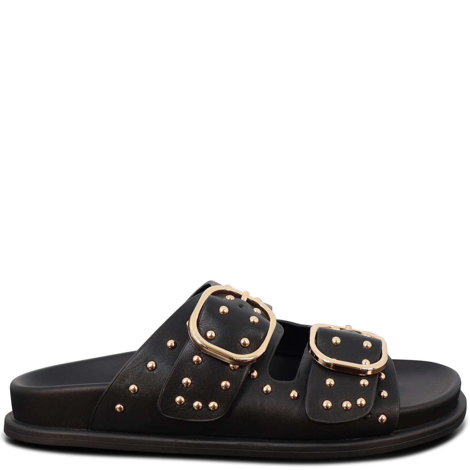 Sandalo basso nero con borchie per donna