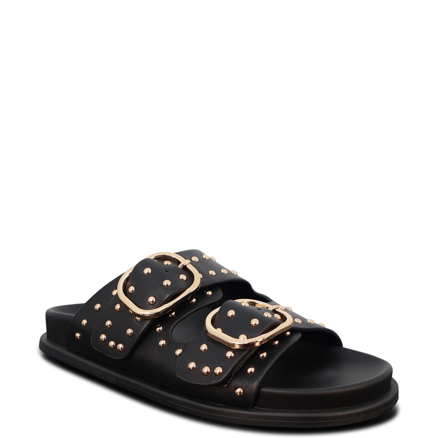 Sandalo basso nero con borchie per donna 2