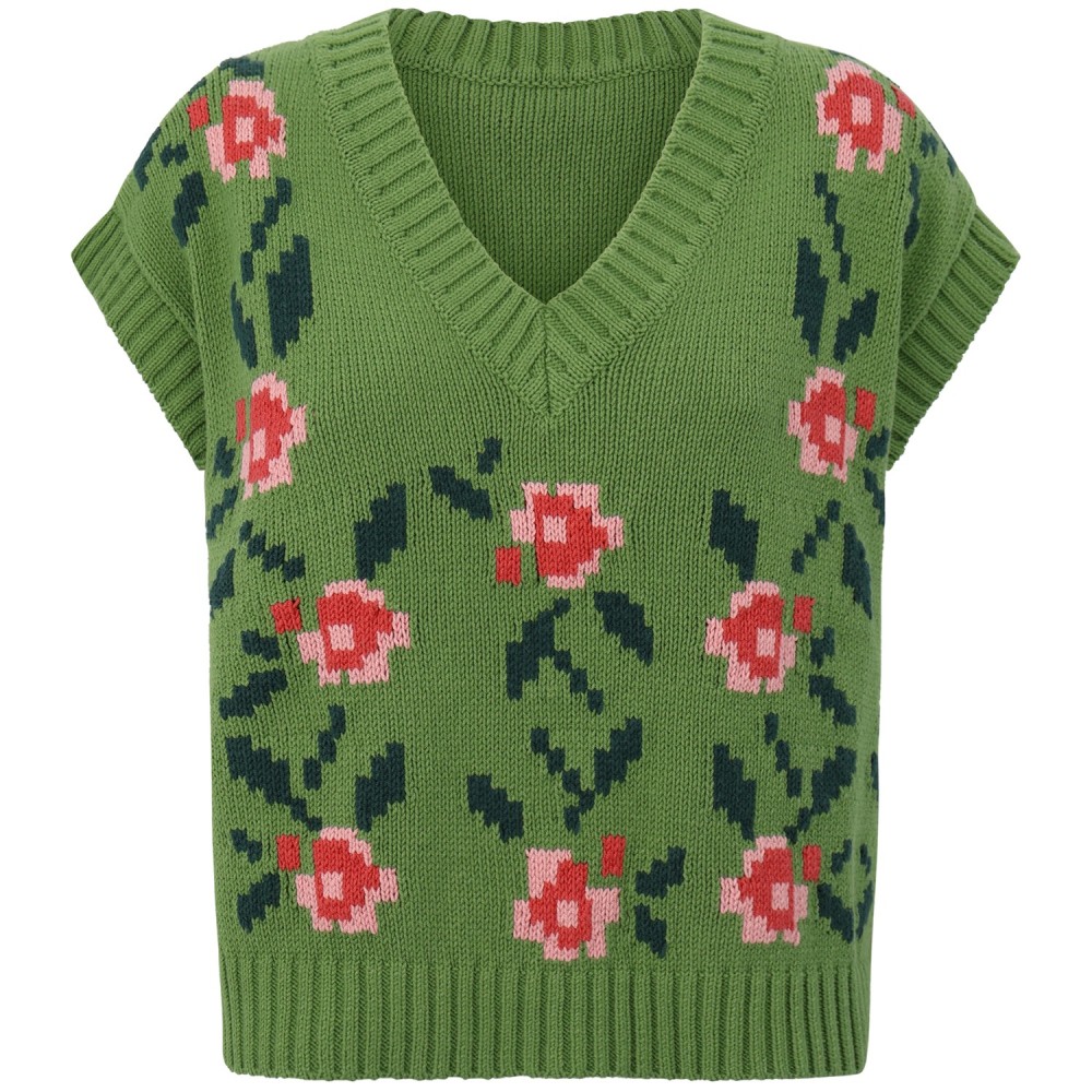 Gilet verde a fantasia per donna