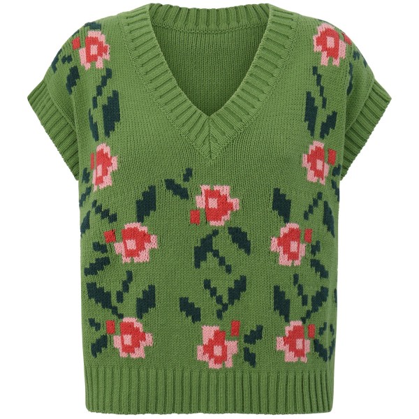 Gilet verde a fantasia per donna