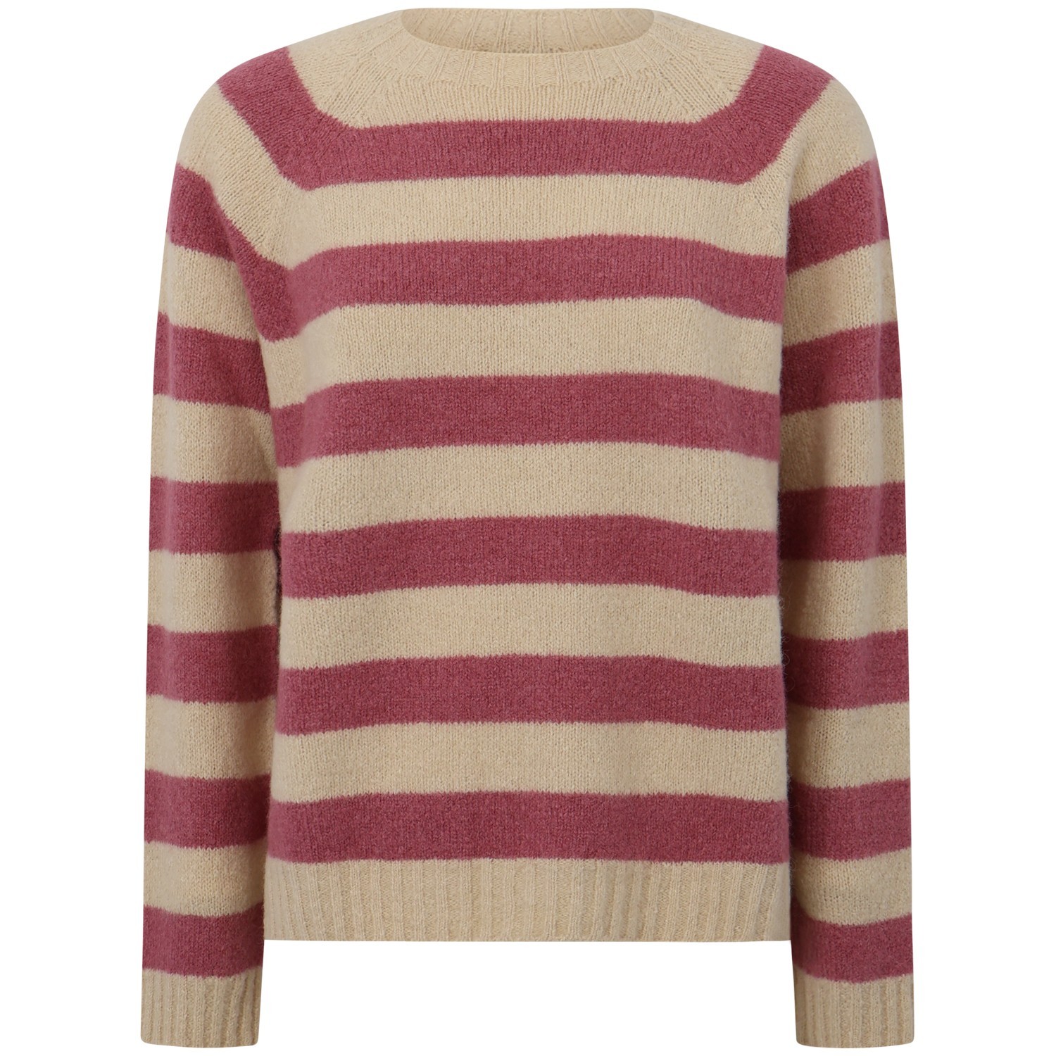 Maglione rosa con fantasia a righe per donna