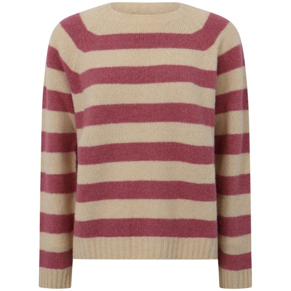 Maglione rosa con fantasia a righe per donna
