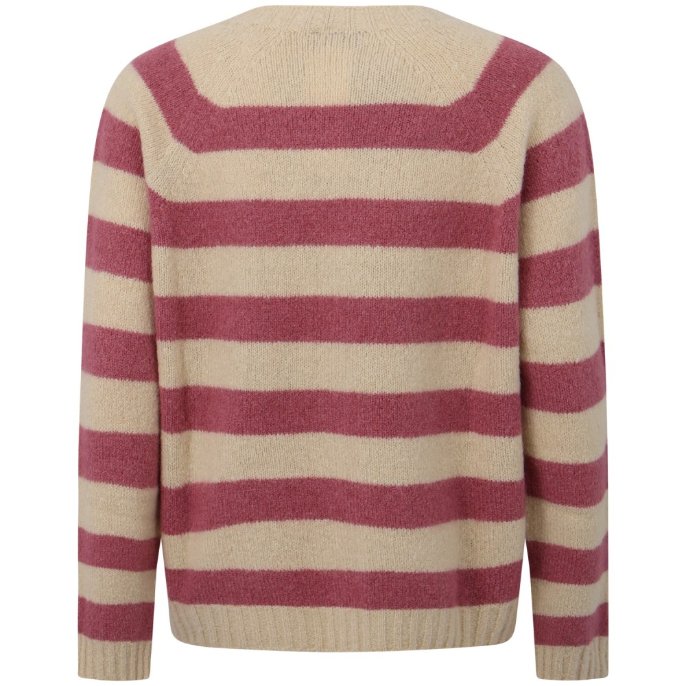 Maglione rosa con fantasia a righe per donna