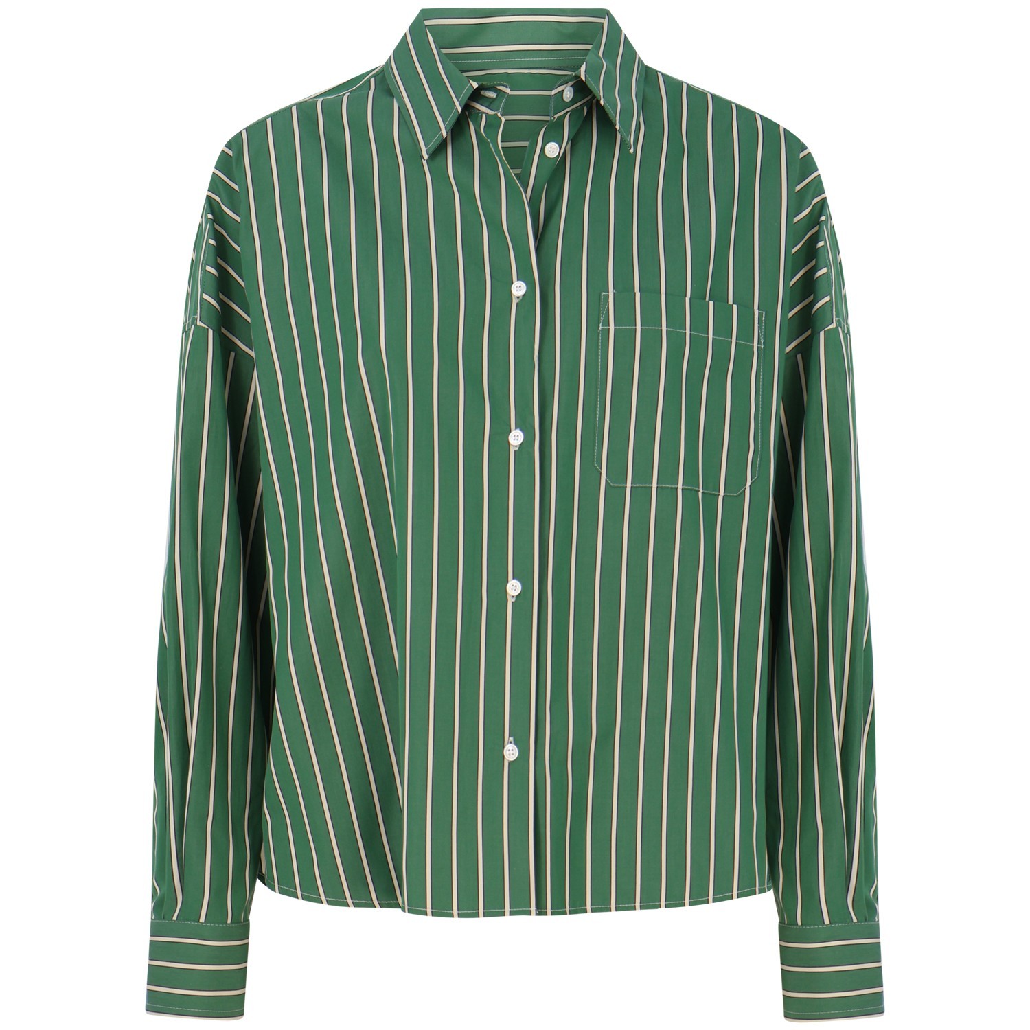 Camicia verde con fantasia a righe per donna