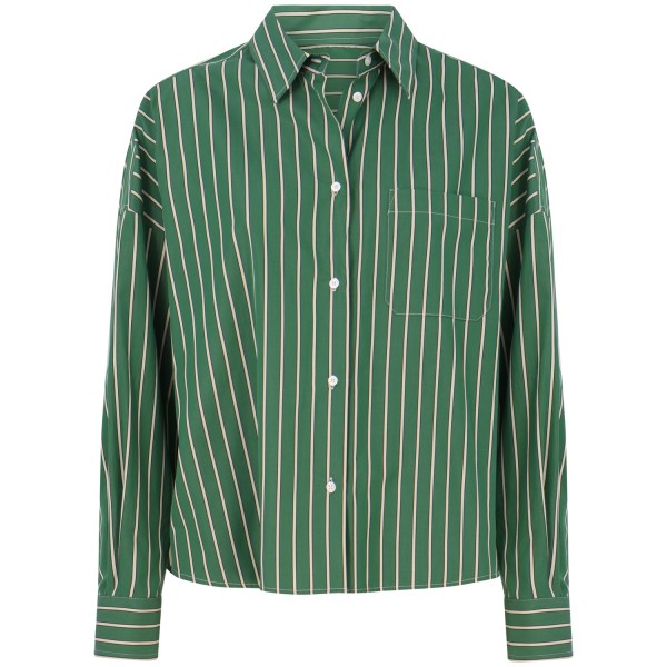 Camicia verde con fantasia a righe per donna