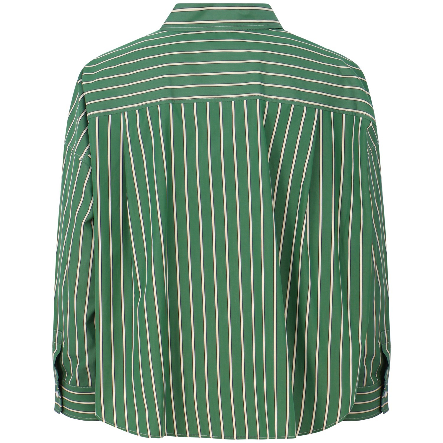 Camicia verde con fantasia a righe per donna 2