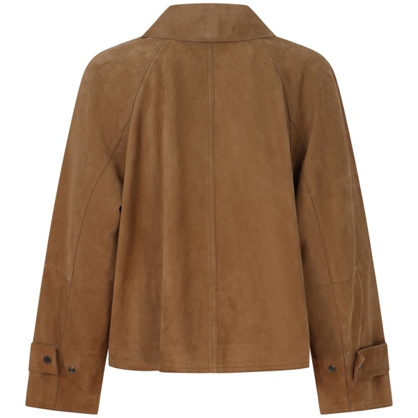 Giacca in pelle scamosciata marrone per donna