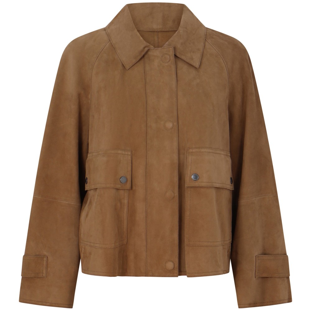 Giacca in pelle scamosciata marrone per donna