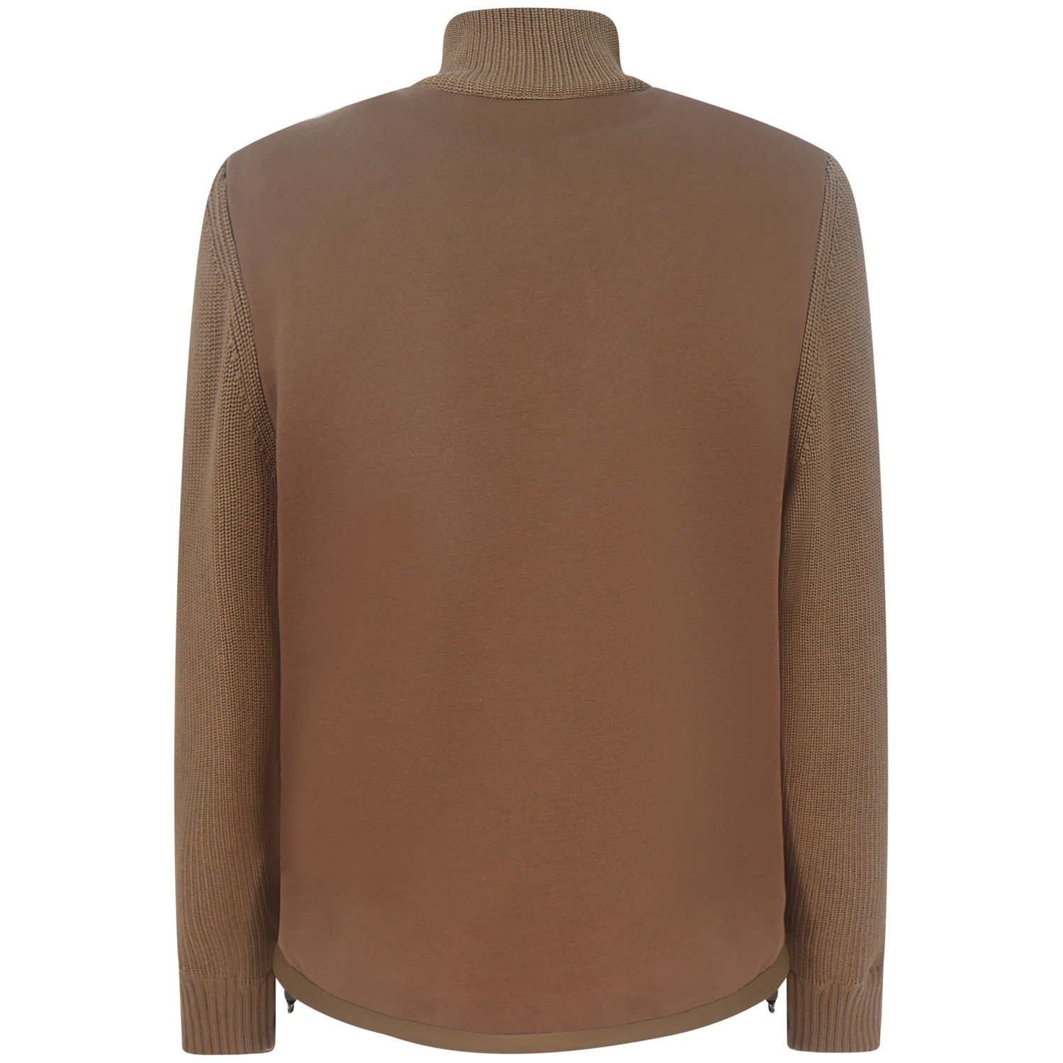 Piumino marrone con maniche in maglia per uomo 2