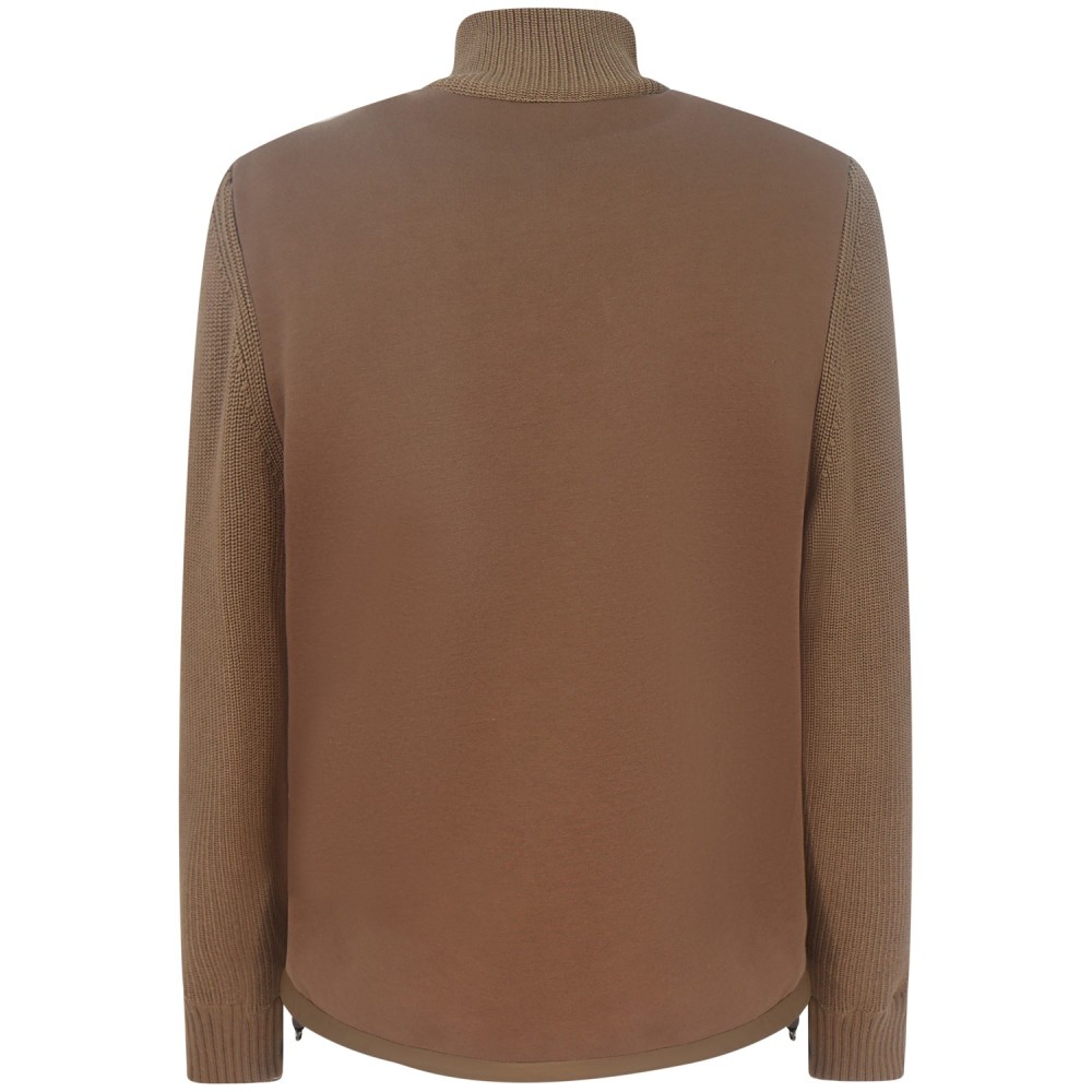 Piumino marrone con maniche in maglia per uomo