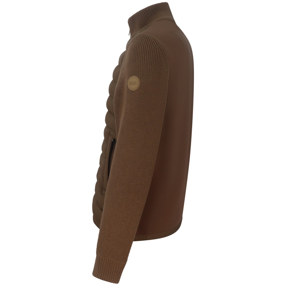 Piumino marrone con maniche in maglia per uomo